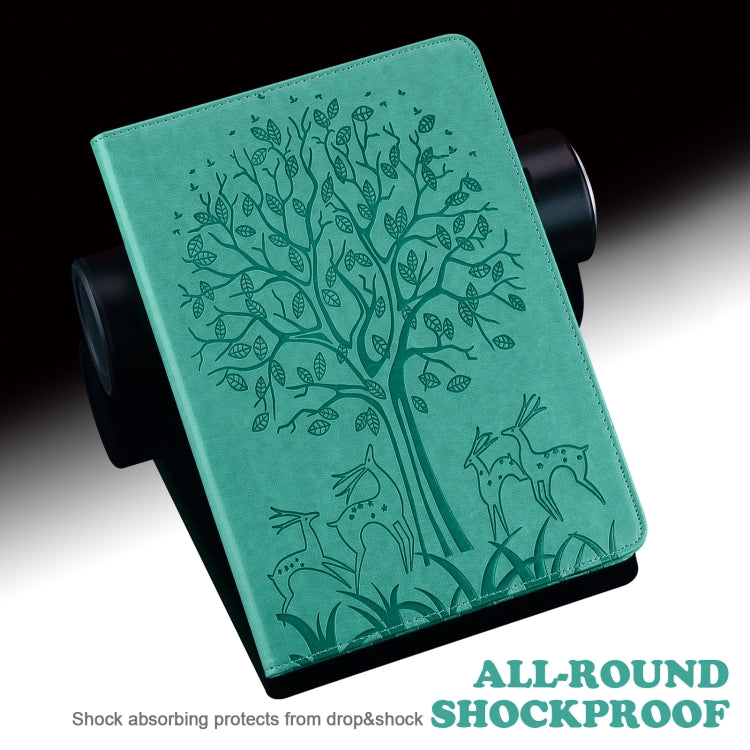 For Honor Pad X9 Tree & Deer Embossed Leather Tablet Case(Green)