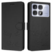 For Redmi K70 Ultra 5G Global Smile Embossing RFID Leather Phone Case(Black)