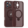 For iPhone 16 Pro Max Matte Texture 360 Degree Rotary Tone Holder MagSafe Phone Case(Plum Red) - iPhone 16 Pro Max Cases by PMC Jewellery | Online Shopping South Africa | PMC Jewellery | Buy Now Pay Later Mobicred