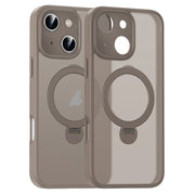 For iPhone 16 Plus Matte Texture 360 Degree Rotary Tone Holder MagSafe Phone Case(Titanium Gold)