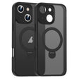 For iPhone 16 Plus Matte Texture 360 Degree Rotary Tone Holder MagSafe Phone Case(Black) - iPhone 16 Plus Cases by PMC TechLife | Online Shopping South Africa | PMC TechLife | Buy Now Pay Later Mobicred