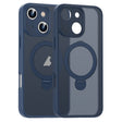 For iPhone 16 Matte Texture 360 Degree Rotary Tone Holder MagSafe Phone Case(Dark Blue) - iPhone 16 Cases by PMC TechLife | Online Shopping South Africa | PMC TechLife | Buy Now Pay Later Mobicred