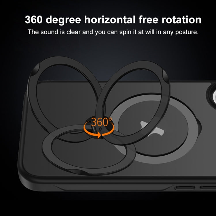 For iPhone 16 Plus Matte Texture 360 Degree Rotary Tone Holder MagSafe Phone Case(Black)