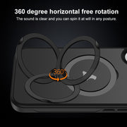 For iPhone 16 Plus Matte Texture 360 Degree Rotary Tone Holder MagSafe Phone Case(Black)