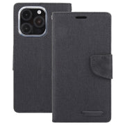 For iPhone 16 Pro GOOSPERY CANVAS DIARY Fabric Texture Flip Leather Phone Case(Black)