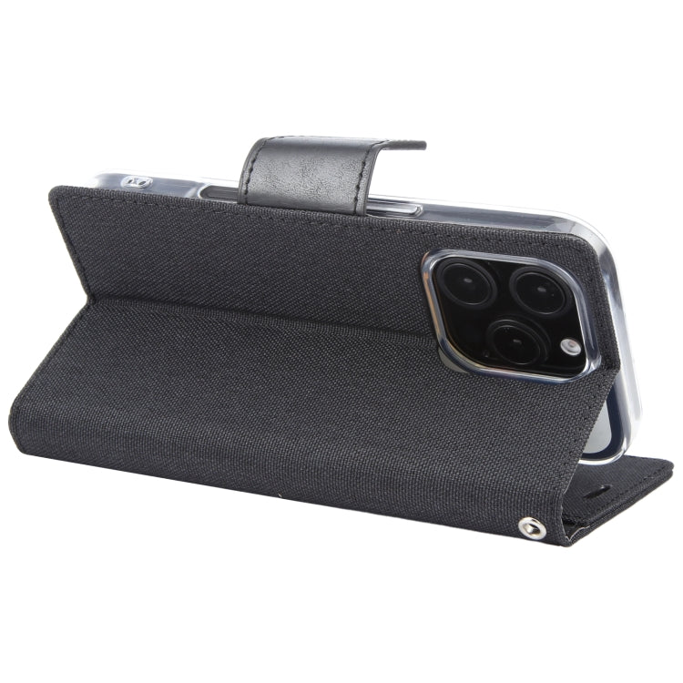 For iPhone 16 Pro GOOSPERY CANVAS DIARY Fabric Texture Flip Leather Phone Case(Black)