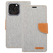 For iPhone 16 Pro GOOSPERY CANVAS DIARY Fabric Texture Flip Leather Phone Case(Grey)
