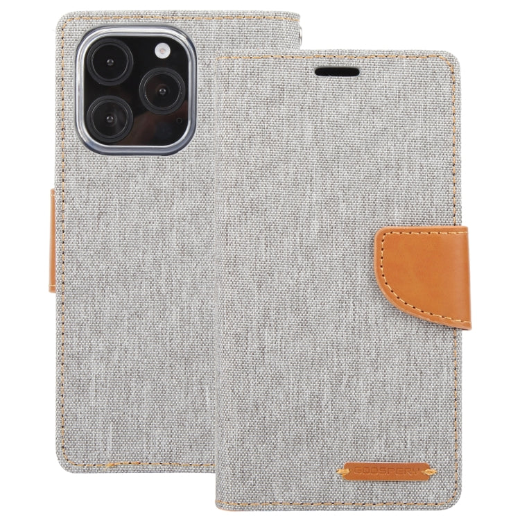 For iPhone 16 Pro GOOSPERY CANVAS DIARY Fabric Texture Flip Leather Phone Case(Grey)