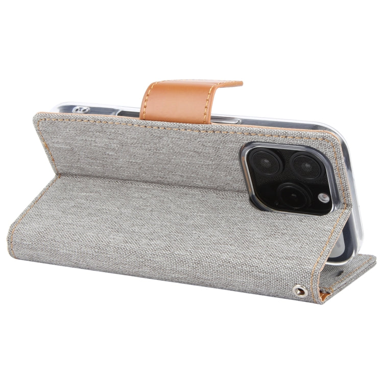 For iPhone 16 Pro GOOSPERY CANVAS DIARY Fabric Texture Flip Leather Phone Case(Grey)