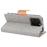 For iPhone 16 Pro GOOSPERY CANVAS DIARY Fabric Texture Flip Leather Phone Case(Grey)
