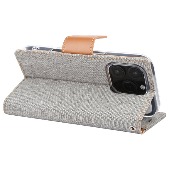 For iPhone 16 Pro GOOSPERY CANVAS DIARY Fabric Texture Flip Leather Phone Case(Grey)