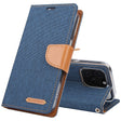 For iPhone 16 Pro GOOSPERY CANVAS DIARY Fabric Texture Flip Leather Phone Case(Navy Blue) - iPhone 16 Pro Cases by GOOSPERY | Online Shopping South Africa | PMC TechLife | Buy Now Pay Later Mobicred