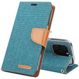 For iPhone 16 Pro GOOSPERY CANVAS DIARY Fabric Texture Flip Leather Phone Case(Green) - iPhone 16 Pro Cases by GOOSPERY | Online Shopping South Africa | PMC TechLife | Buy Now Pay Later Mobicred