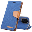 For iPhone 16 Pro GOOSPERY CANVAS DIARY Fabric Texture Flip Leather Phone Case(Blue) - iPhone 16 Pro Cases by GOOSPERY | Online Shopping South Africa | PMC TechLife | Buy Now Pay Later Mobicred