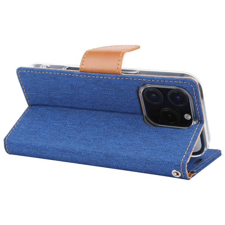 For iPhone 16 Pro GOOSPERY CANVAS DIARY Fabric Texture Flip Leather Phone Case(Blue)