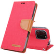 For iPhone 16 Pro GOOSPERY CANVAS DIARY Fabric Texture Flip Leather Phone Case(Red) - iPhone 16 Pro Cases by GOOSPERY | Online Shopping South Africa | PMC TechLife | Buy Now Pay Later Mobicred