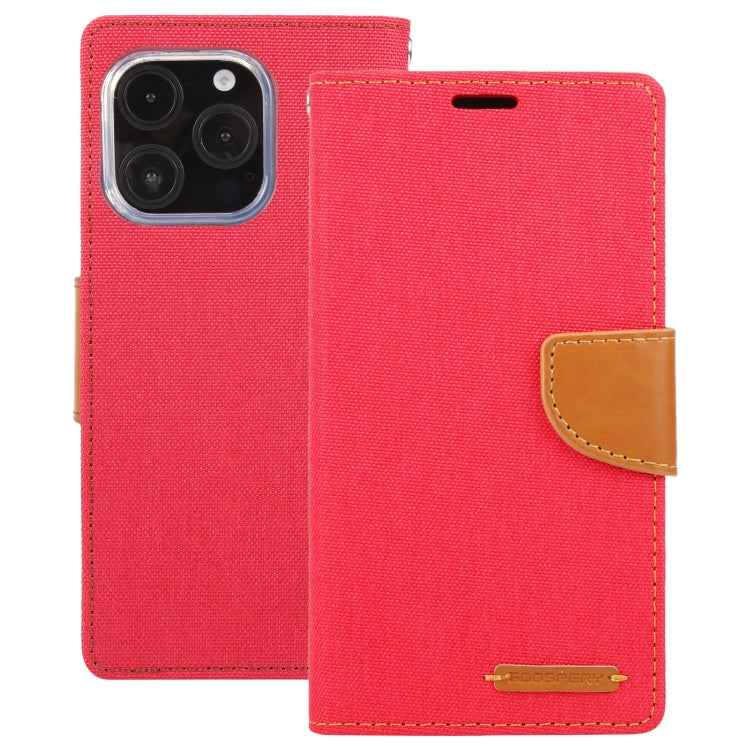 For iPhone 16 Pro GOOSPERY CANVAS DIARY Fabric Texture Flip Leather Phone Case(Red)