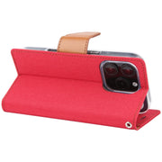 For iPhone 16 Pro GOOSPERY CANVAS DIARY Fabric Texture Flip Leather Phone Case(Red)