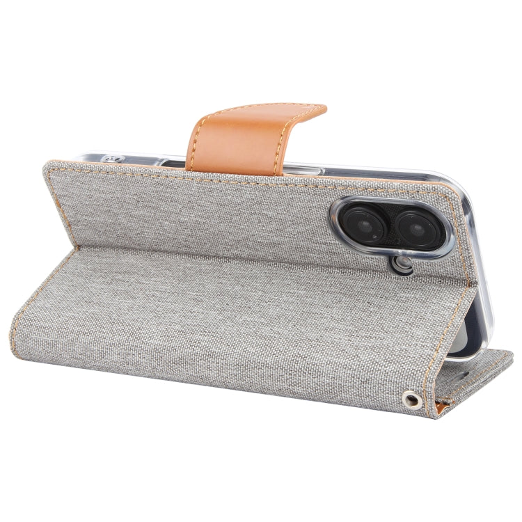 For iPhone 16 Plus GOOSPERY CANVAS DIARY Fabric Texture Flip Leather Phone Case(Grey)