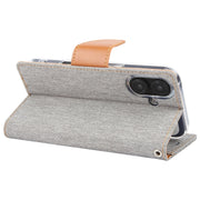 For iPhone 16 Plus GOOSPERY CANVAS DIARY Fabric Texture Flip Leather Phone Case(Grey)
