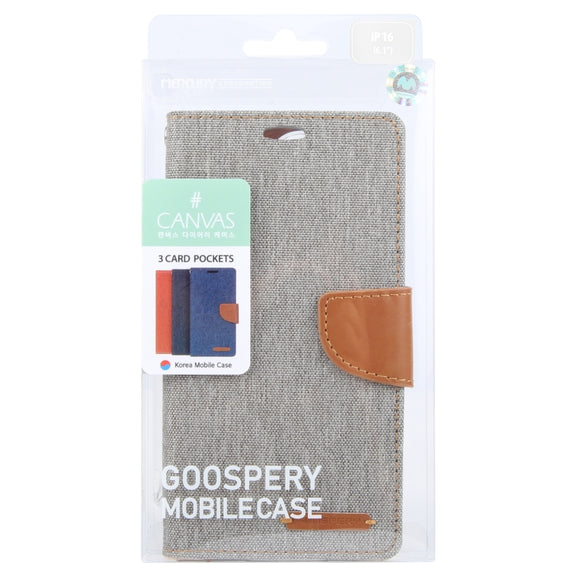 For iPhone 16 Plus GOOSPERY CANVAS DIARY Fabric Texture Flip Leather Phone Case(Grey)