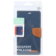 For iPhone 16 Plus GOOSPERY CANVAS DIARY Fabric Texture Flip Leather Phone Case(Navy Blue)