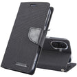 For iPhone 16 GOOSPERY CANVAS DIARY Fabric Texture Flip Leather Phone Case(Black) - iPhone 16 Cases by GOOSPERY | Online Shopping South Africa | PMC TechLife | Buy Now Pay Later Mobicred
