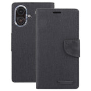 For iPhone 16 GOOSPERY CANVAS DIARY Fabric Texture Flip Leather Phone Case(Black)