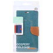 For iPhone 16 GOOSPERY CANVAS DIARY Fabric Texture Flip Leather Phone Case(Green)