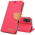 For iPhone 16 GOOSPERY CANVAS DIARY Fabric Texture Flip Leather Phone Case(Red) - iPhone 16 Cases by GOOSPERY | Online Shopping South Africa | PMC TechLife | Buy Now Pay Later Mobicred
