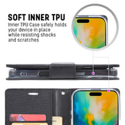 For iPhone 16 GOOSPERY CANVAS DIARY Fabric Texture Flip Leather Phone Case(Black)