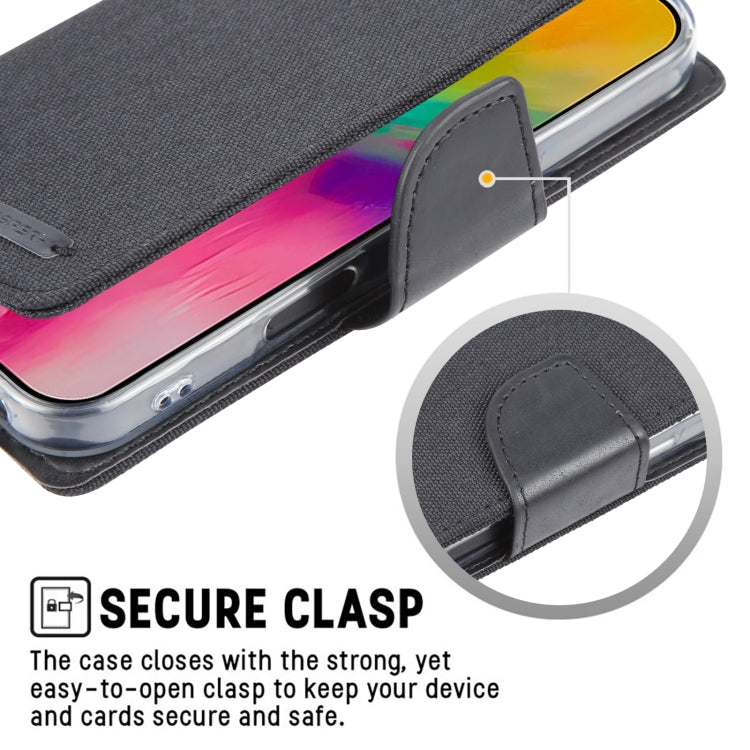 For iPhone 16 Plus GOOSPERY CANVAS DIARY Fabric Texture Flip Leather Phone Case(Navy Blue)