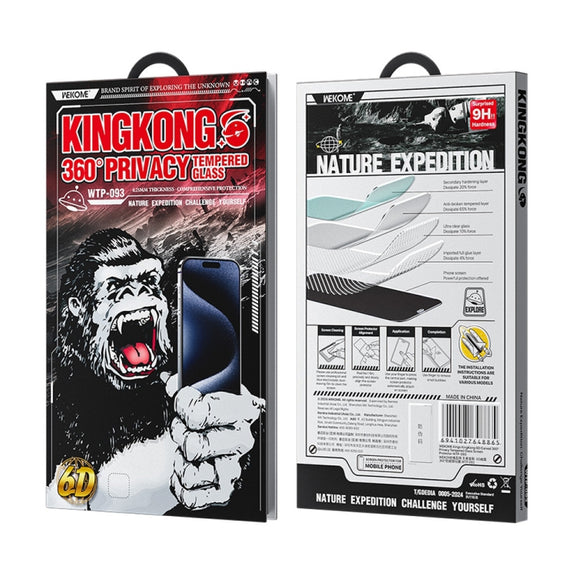 For iPhone 16 Pro WK WTP-093 King Kong 6D Curved 360 Degree Privacy Tempered Glass Film