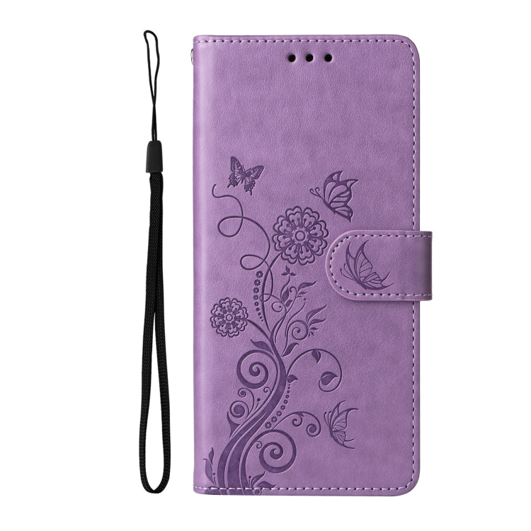 For Redmi K70 / K70 Pro Embossed Butterfly Flowers Leather Phone Case(Purple)