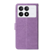 For Redmi K70 / K70 Pro Embossed Butterfly Flowers Leather Phone Case(Purple)