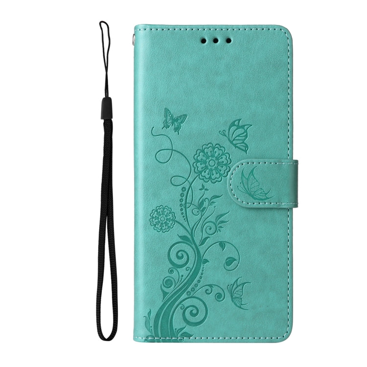 For Redmi K70 / K70 Pro Embossed Butterfly Flowers Leather Phone Case(Green)