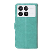 For Redmi K70 / K70 Pro Embossed Butterfly Flowers Leather Phone Case(Green)