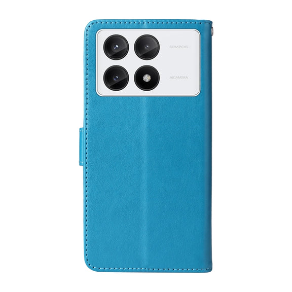 For Redmi K70 / K70 Pro Embossed Butterfly Flowers Leather Phone Case(Blue)