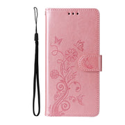 For Redmi K70 / K70 Pro Embossed Butterfly Flowers Leather Phone Case(Rose Gold)