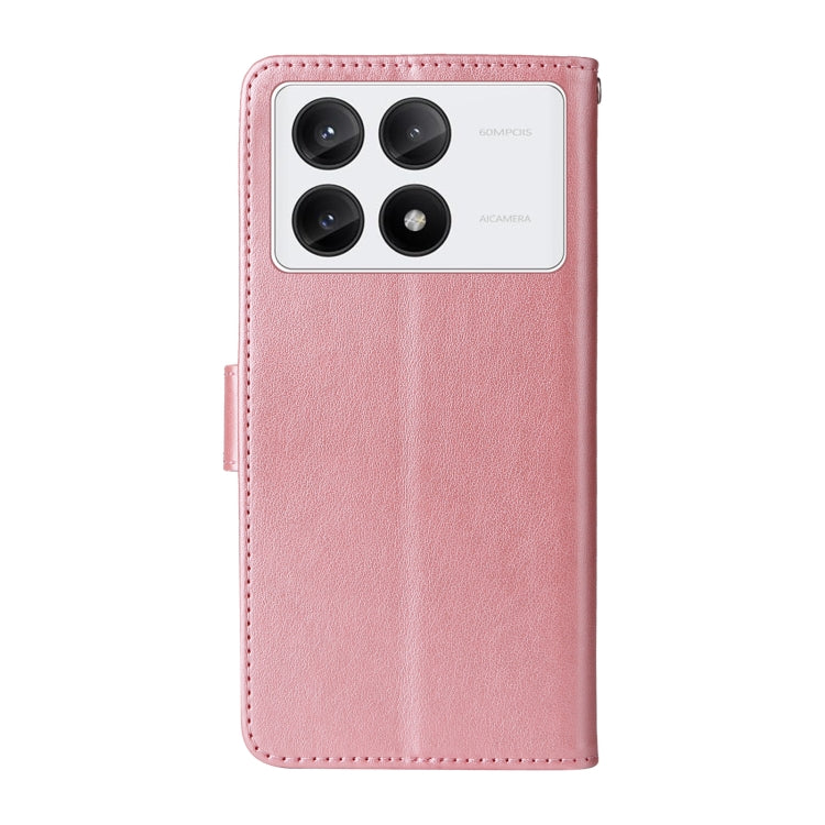 For Redmi K70 / K70 Pro Embossed Butterfly Flowers Leather Phone Case(Rose Gold)