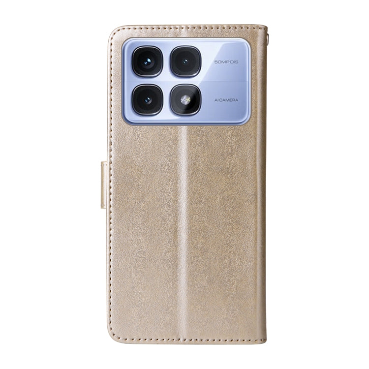 For Redmi K70 Ultra Embossed Butterfly Flowers Leather Phone Case(Gold)