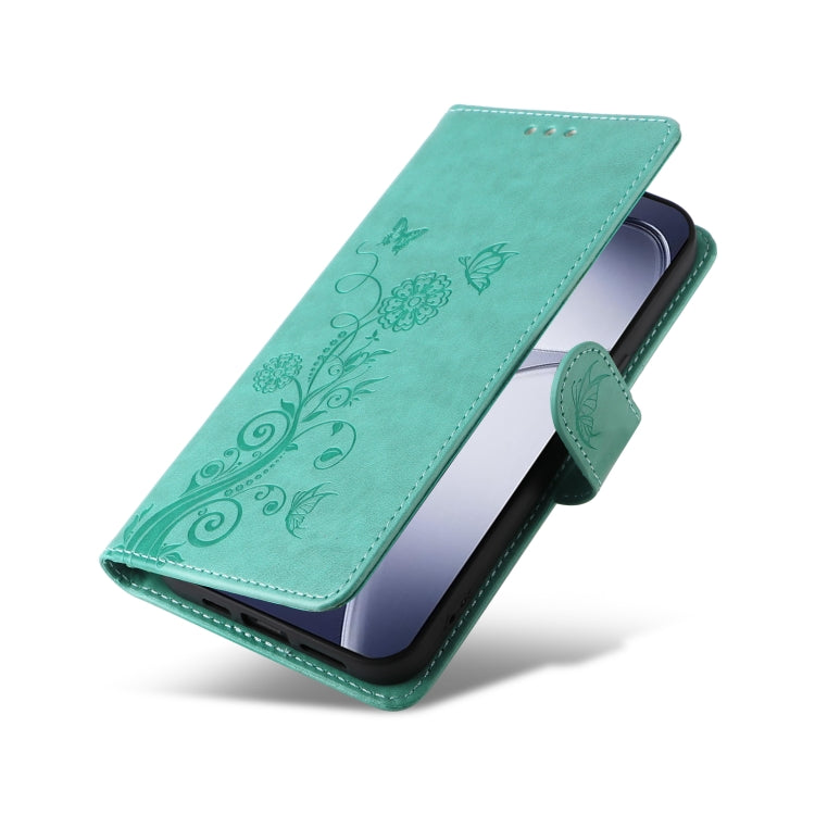 For Redmi K70 Ultra Embossed Butterfly Flowers Leather Phone Case(Green)