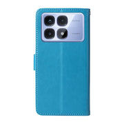 For Redmi K70 Ultra Embossed Butterfly Flowers Leather Phone Case(Blue)