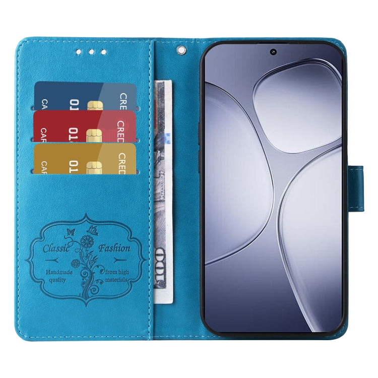For Redmi K70 Ultra Embossed Butterfly Flowers Leather Phone Case(Blue)