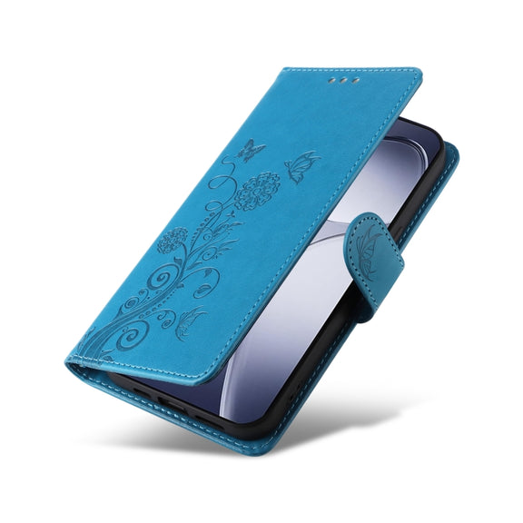 For Redmi K70 Ultra Embossed Butterfly Flowers Leather Phone Case(Blue)