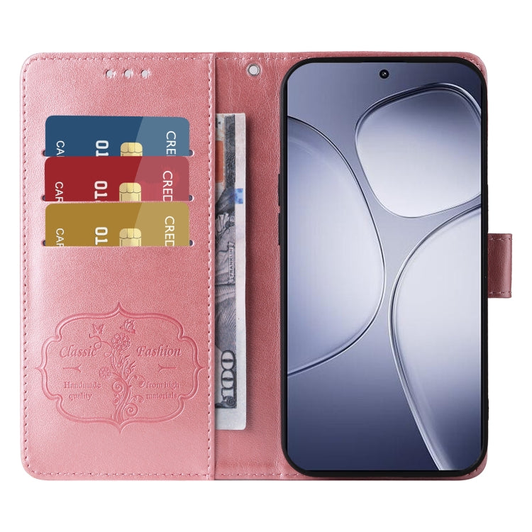 For Redmi K70 Ultra Embossed Butterfly Flowers Leather Phone Case(Rose Gold)