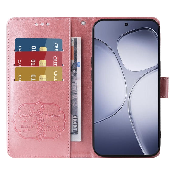 For Redmi K70 Ultra Embossed Butterfly Flowers Leather Phone Case(Rose Gold)