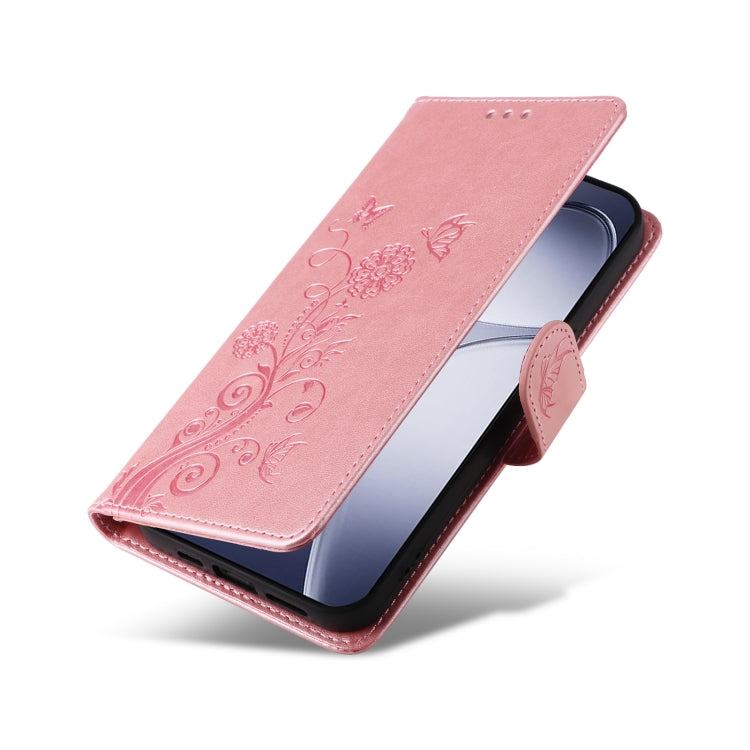For Redmi K70 Ultra Embossed Butterfly Flowers Leather Phone Case(Rose Gold)