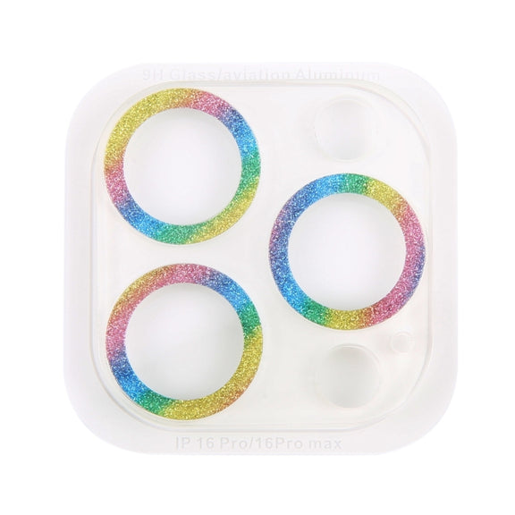 For iPhone 16 Pro / 16 Pro Max Glitter Ring Tempered Glass Camera Lens Film(Colorful)