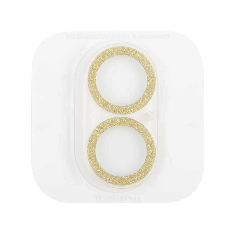 For iPhone 16 / 16 Plus Glitter Ring Tempered Glass Camera Lens Film(Gold)